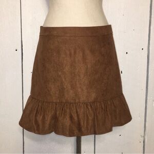 J. Crew Brown Ruffle Hem Skirt